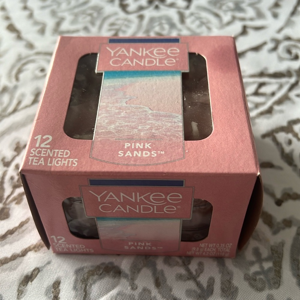 12 yankee tea light candles pink sands
